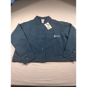 Champion Coaches Jacket Womens M Teal Blue NEW Button Up